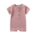 thumbnail image 2 of WUANDIXFA New Born Clothes Baby Girl 3 6 9 12 18 24 Months Baby Boy Girl Soft Short Sleeve Bodysuit Stylish Newborn Bodysuit,Pink,9-12 Months, 2 of 4