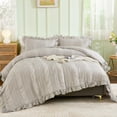 thumbnail image 1 of Juego de edredón WONGS BEDDING Seersucker King con textura gris, 1 of 8