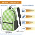 thumbnail image 3 of Green and White Checkered Pattern 17" School Backpacks for Teens,Waterproof Oxford Fabric,S-Shape Padded Straps for School,Travel,Hiking,Camping, 3 of 6