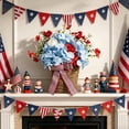 thumbnail image 7 of 4th of July Artificial Floral Wreath Flower Basket - Outdoor Hanging Red White Blue Flower Basket Garden Wall Decor for Courtyard Patio Independence Day Holiday Porch Scene Prop, 7 of 7