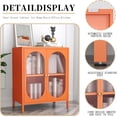 thumbnail image 6 of Small 2 Transparent Door Metal Storage Side Buffet Cabinet for Bed Room,Living Room,Entryway,Hallway,Home,Hotel,Office,Garage,Kitchen,1 Removable Shelf. (Transparent Door, Orange), 6 of 15