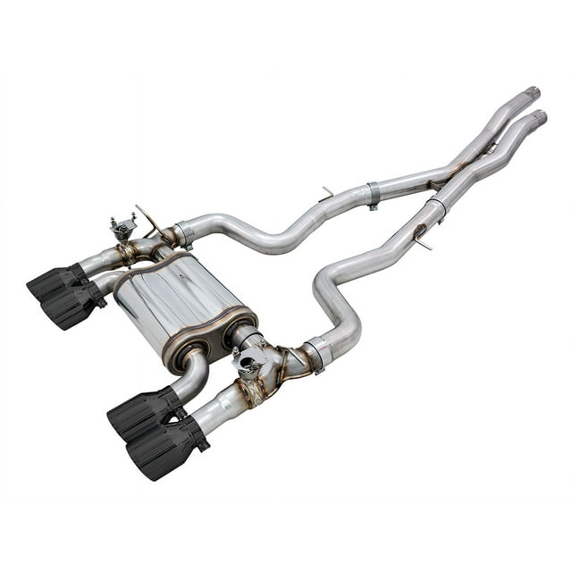 AWE Tuning Exhaust System Kit 3025-43074 SwitchPath Cat-Back System; Stainless Steel; Without Muffler; Dual Exhaust With Quad Outlet; Rear Exit; 4 Inch Diamond Black Tips