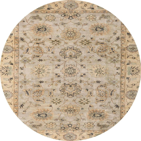 Ahgly Company Machine Washable Indoor Round Abstract Tiger Orange Brown Area Rugs, 5' Round