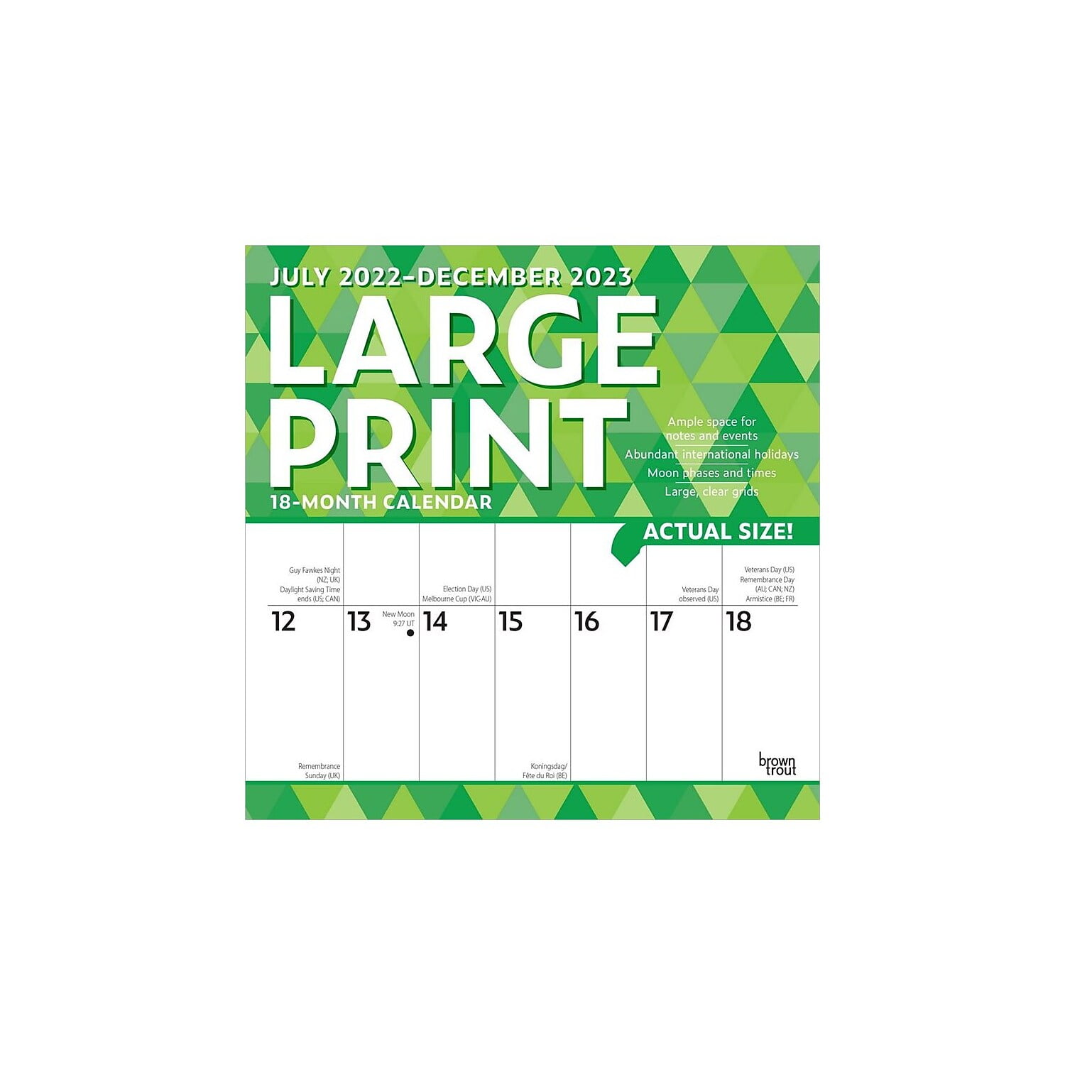 2022-2023 BrownTrout Large Print 24'' x 12'' Monthly Wall Calendar (9781975457020)