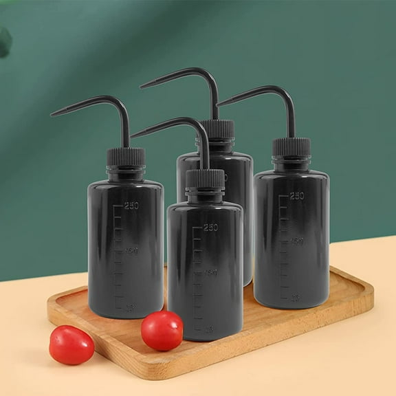 IDEANATEGRATE 4Pcs Rinse Bottle Lash Wash Bottles for Eyelash Extensions Black 17.50X6.20X6.20CM 250ml Dispensing