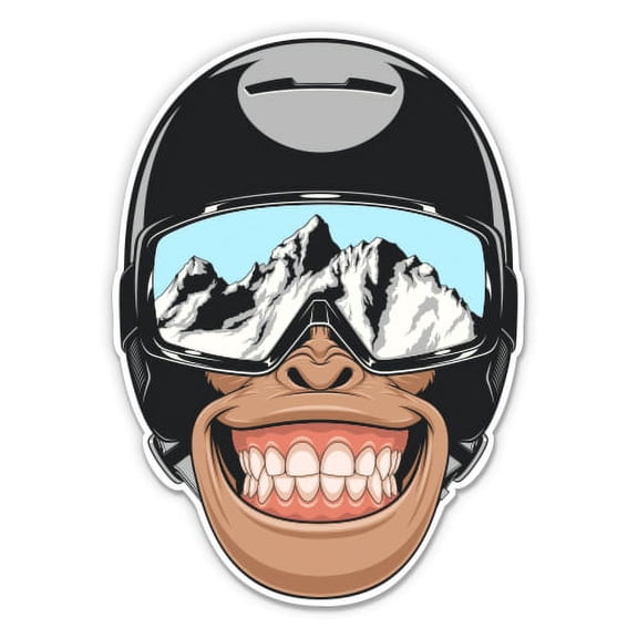Snowboard Monkey - 3" Vinyl Sticker - For Car Laptop I-Pad Phone Helmet Hard Hat - Waterproof Decal