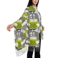 thumbnail image 3 of Women's Fashion Tassel Scarf, Funny Equation Doodle Long Shawl, Lightweight and Warm, 3 of 9