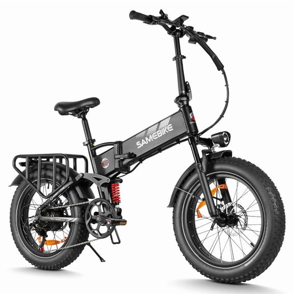 SAMEBIKE 749w Folding Electric Bike for Adults, 48V 15Ah Removable Battery E-Bike, Up to 70 Miles Range, 20" x 4.0 Fat Tire Electric Mountain Bike with Dual Suspension, 7-Speed Commuter Bicycle