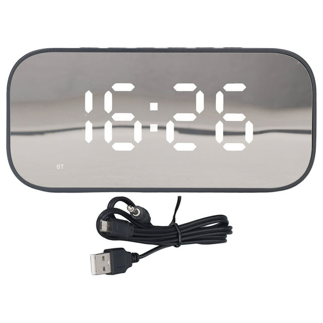 Radio despertador portátil con control de atenuación, alarma dual, radio despertador FM con altavoz Bluetooth para oficina en casa, color negro