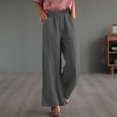 thumbnail image 2 of Lmnyox Women's Cotton Linen Lounge Pants Flowy Wide Leg Palazzo Pants Elastic Waist Casual Vacation Trousers with Pocket, 2 of 7