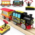 thumbnail image 1 of HYPERLIVING Motorized Train for Wooden Track, Remote Control Train with Magnetic Connection, Battery Operated Locomotive Train Set Compatible with Thomas, Brio, Chuggington - Train Toys for Toddlers, 1 of 8