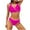 Hot Pink, variant on TAGOLD Womens Bikinis Set Solid Color Patchwork Modest Sleeveless Top High Waist Bottom Stretchy Summer TwoPiece Swimwear