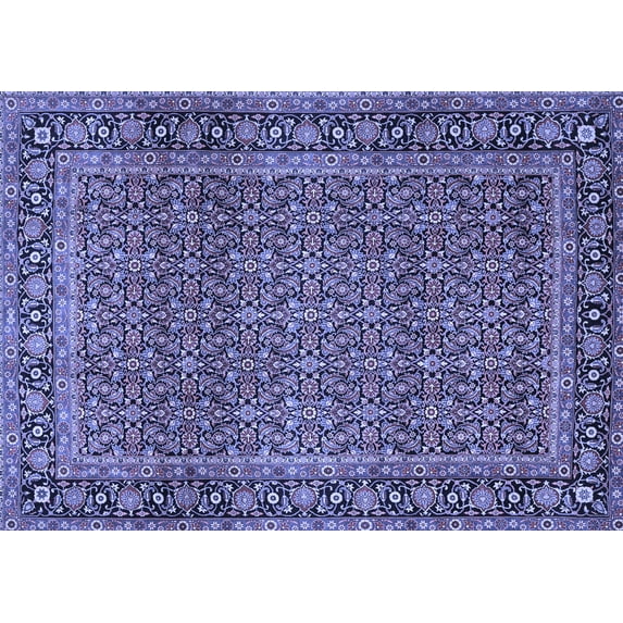 Ahgly Company Machine Washable Indoor Rectangle Persian Blue Traditional Area Rugs, 5' x 8'