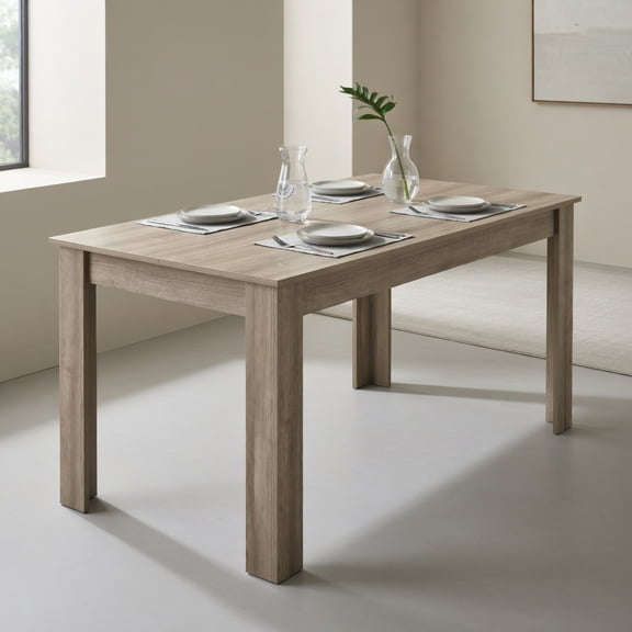 Resenkos Dining Table,Dinner Table, 63 Inch Rectangular Modern Dining Kitchen Table-Light Gray