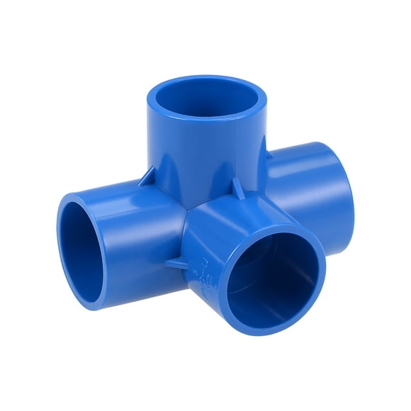 Unique Bargains 4-Way Elbow PVC Pipe Fitting,Furniture Grade,1-inch Size Tee Corner Fittings Blue 10Pcs