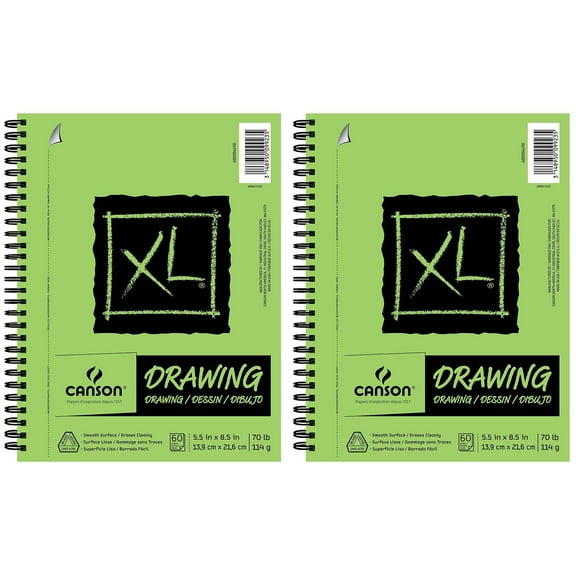 2-pack - Canson XL Series Drawing Paper Pad, Side Wire Binding, 60 Sheets, 5.5 x 8.5