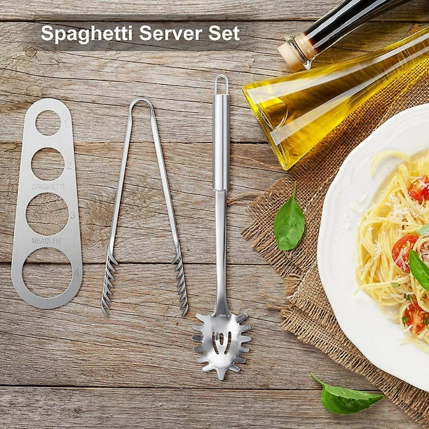 Juego de servidor de espagueti de 3 piezas, cuchara de espagueti de acero inoxidable, tenedor de servidor de cuchara de pasta de acero inoxidable, herramienta de medida de espagueti Control de porciones de pasta XianweiShao 8390605044281