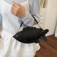 thumbnail image 6 of Hfppkn 3D Fish Shaped PU Leather Crossbody Bag Novelty Mini Shoulder Handbag for Party Daily Use 32x7x13cm Black, 6 of 7