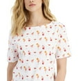 thumbnail image 2 of Charter Club Womens Boat Neckline Short Sleeve Cotton Printed Top Bright White Print Combo M, 2 of 3