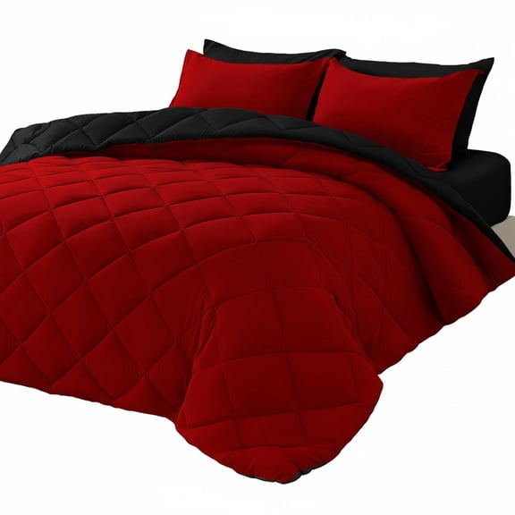 7 Pieces Queen Comforter Set Reversible Bed In A Bag Ultra Soft Breathable Box Stitching Fitted Sheet Pillowcases Shams Easy Care Bedding