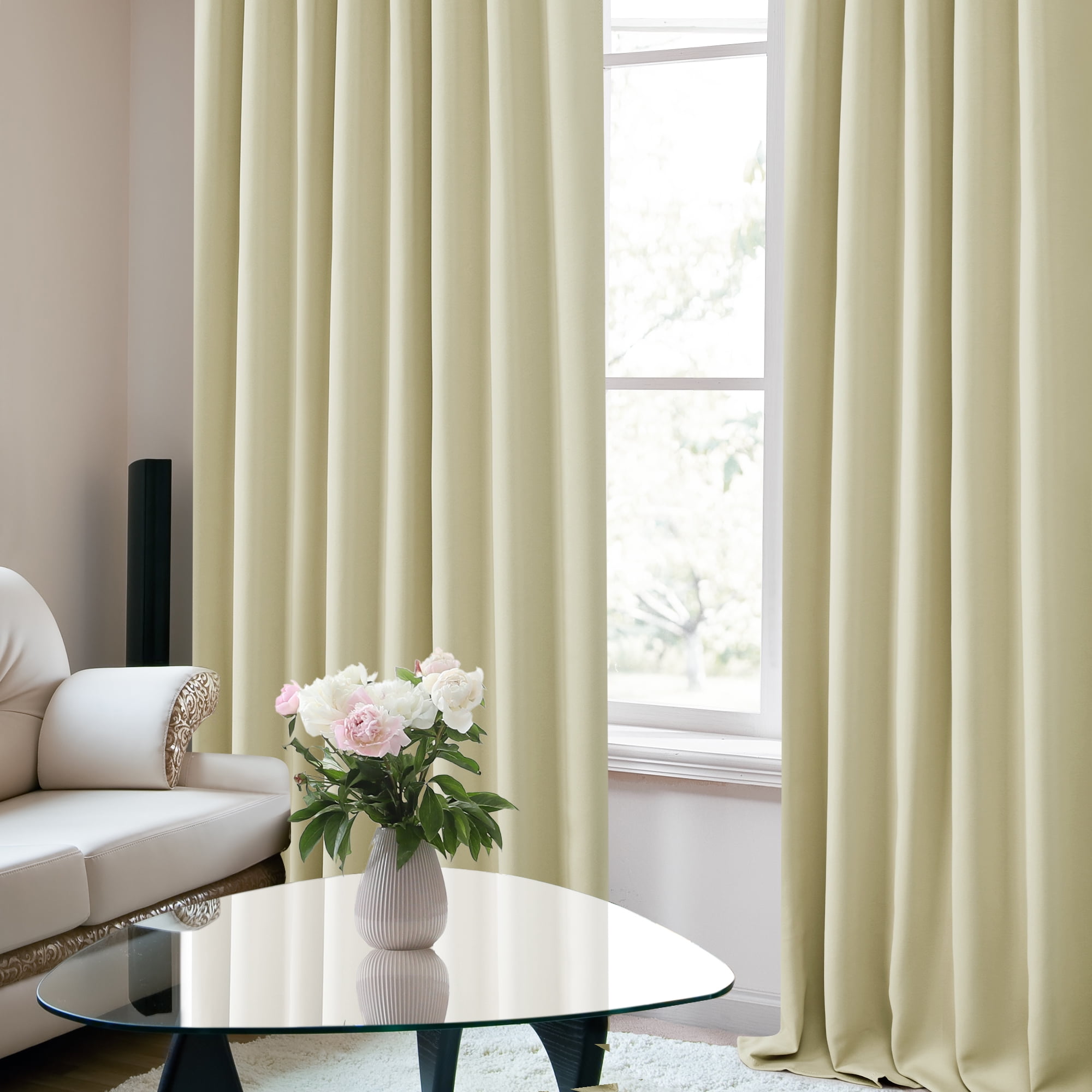 ZOPZO Blackout Curtains 2 Panels Thermal Insulated, Beige, 70W x 63L Inch, Back Tab Drapes for Bedroom and Living Room