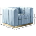 thumbnail image 5 of Maklaine Contemporary Velvet/Stainless Steel Chair in Sky Blue/Brushed Gold, 5 of 5