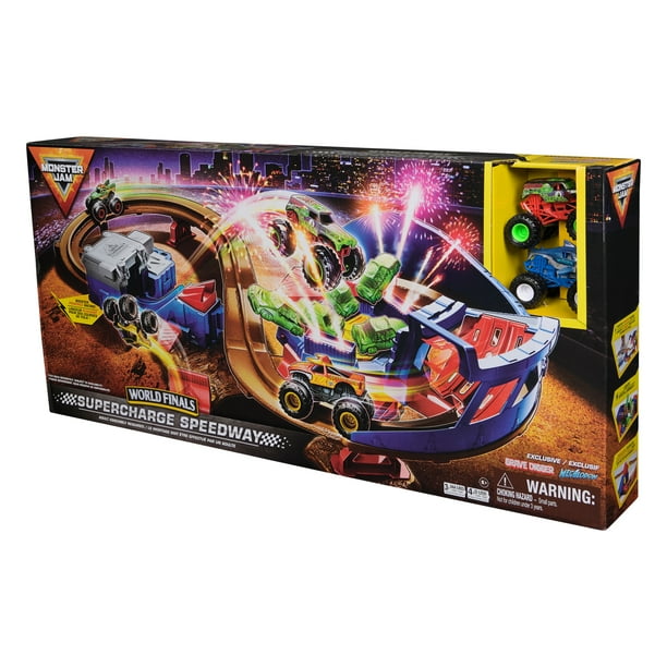 【超レア】TRACK STORM 大規模サーキットトラックセット Monster Jam, Supercharge Speedway Playset, Megalodon and El Toro