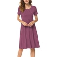 thumbnail image 4 of JuneFish Women's Summer Casual Short Sleeve Dressy Dresses Empire Waist Knee Length Dress with Pockets, 4 of 7