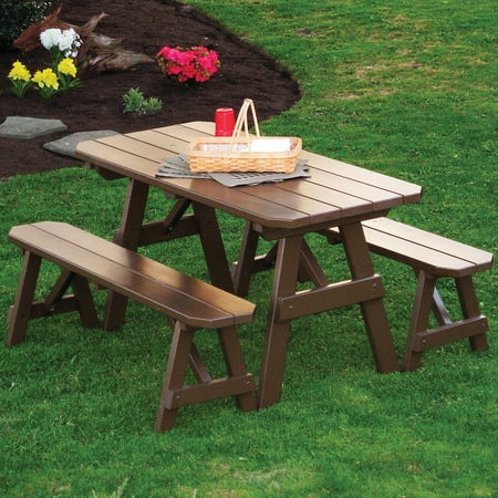 A L Furniture Yellow Pine Traditional Picnic Table With 2 A L Furniture Yellow Pine Traditional Picnic Table With 2 Benches
