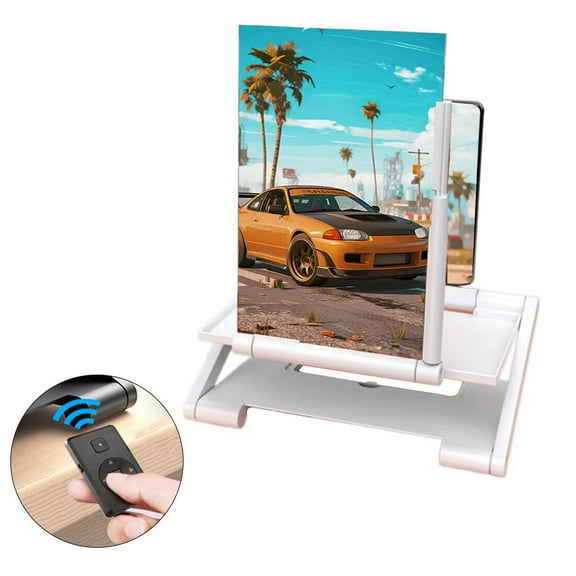 QHUDLV 8-Inch Phone Screen Magnifier with Remote,3D HD Foldable Stand, Eye-Protection Lens,Mobile Enlarger for Travel & Home