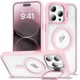 thumbnail image 1 of KOMI Magnetic Case for iPhone 14 Pro Max Case with Camera Stand [Compatible with MagSafe] [Military Drop Tested] Shockproof Slim Clear iPhone 14 Pro Max Phone Case for Women Men Pink, 1 of 5