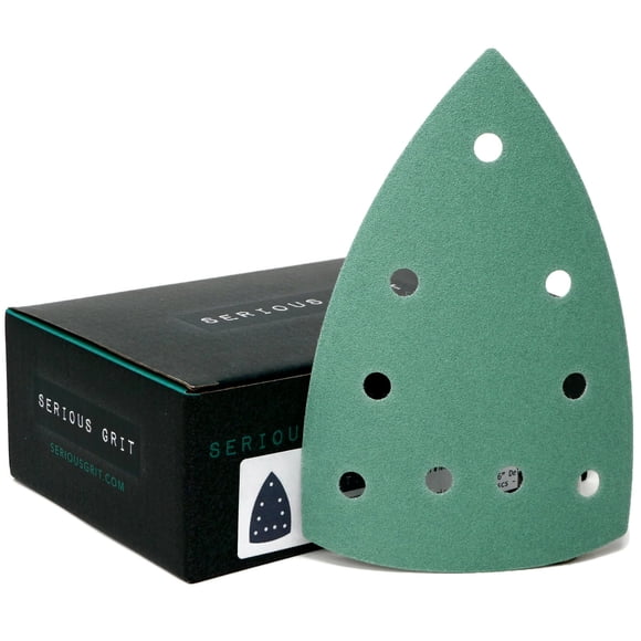 Hojas de lijado Serious Grit, grano 150, triangulares, 100 mm x 150 mm, paquete de 50