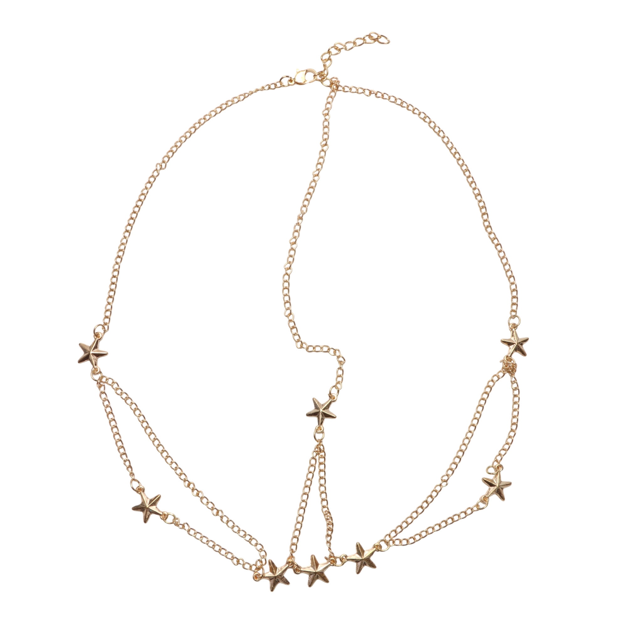 Unique Bargains Headpiece Five-pointed Star Head Chain Gold Tone 1 Pc