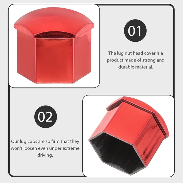 KAKOWELY 20Ud Cubierta De Tuercas Para De Carro Durable Color Rojo