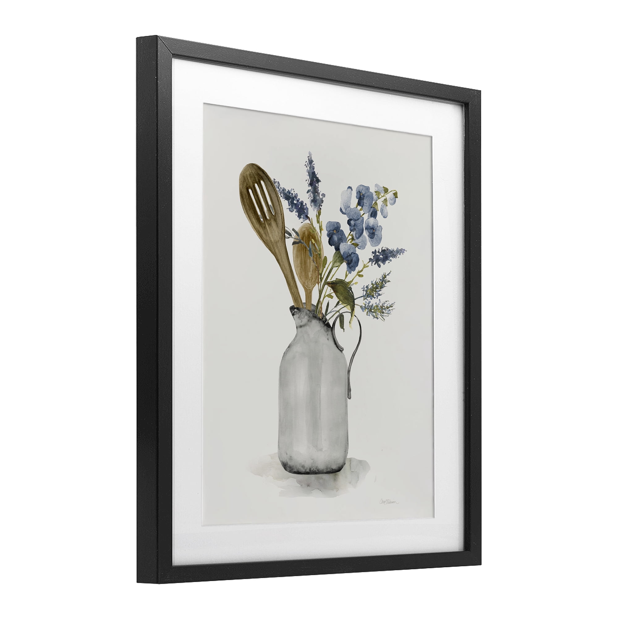 Stupell Industries Vintage Pitcher with Utensils Black Framed Print Under Glass, design by Carol Robinson