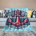 thumbnail image 2 of Orinice Anchor Stripes Sailor Warm Lightweight Blanket Soft Fleece Blankets All Seasons Super Soft Flannel Material Blanket 40x50in, 2 of 6