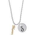 thumbnail image 1 of Delight Jewelry Goldtone Small Mom Script Silvertone Script Initial Disc - S - Charm Necklace, 20"+3", 1 of 4