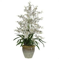 Triple Dancing Lady Silk Flower Arrangement, White