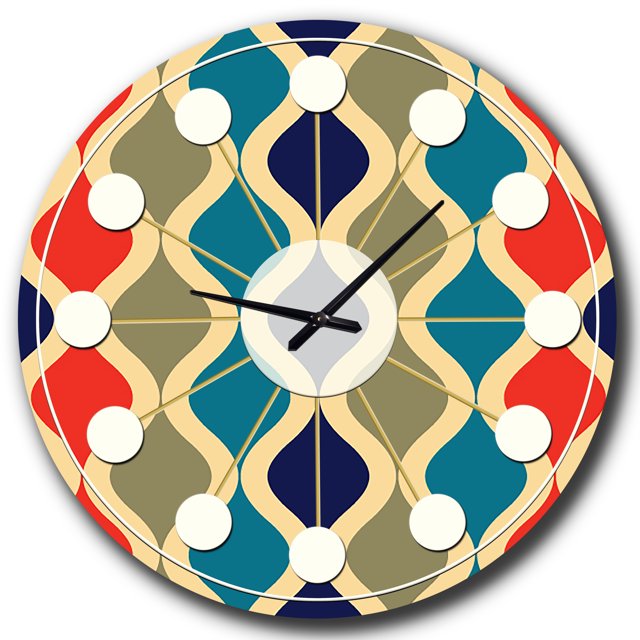 Designart 'Retro Ornamental Design Vi Mid-Century Modern Wall Clock