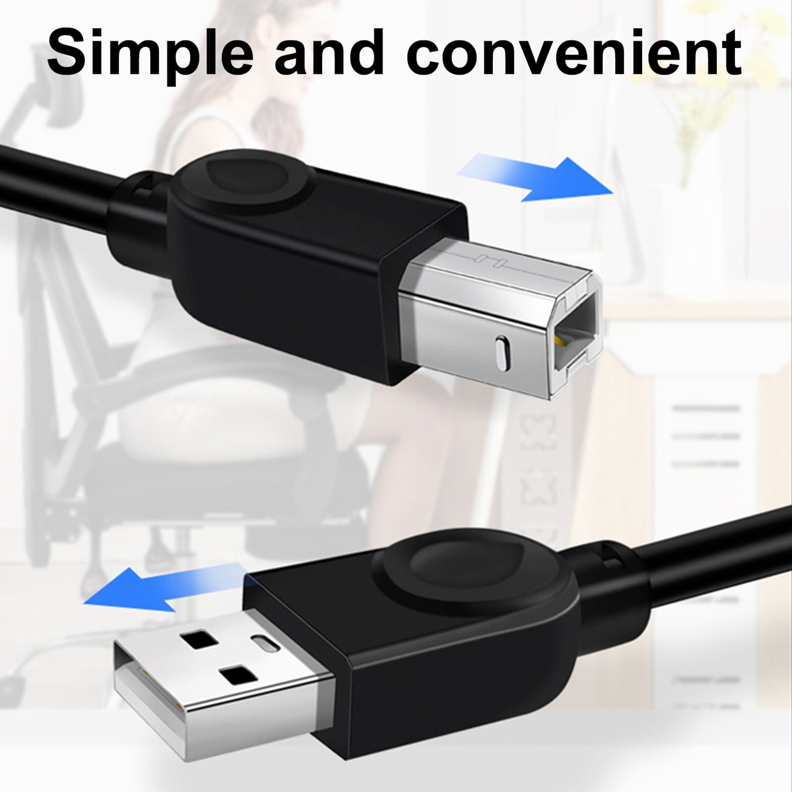 Length : 5M Cord USB A to B Printer Cable Computer Scanner Cord Hi-Speed for Printer Scanner and More Multi Purpose