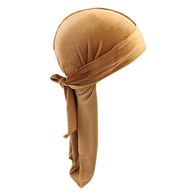 Unisex Terciopelo Bandana Durag Sombreros Seda Pirata Cap Wrap Hat Caqui Sunnimix Gorra de terciopelo Bandana Durag