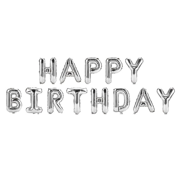 10pcs 16" Happy Birthday Letter Aluminum Foil Balloons Party Wedding Decor (Silver)