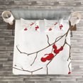 thumbnail image 3 of Rowan Bedspread, Branch of Plant Covered Snow Winter Season Christmas Tree Pattern, Decorative Quilted 3 Piece Coverlet Set with 2 Pillow Shams, Queen Size, Red White Umber, by Ambesonne, 3 of 3