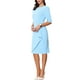 thumbnail image 4 of Vestido Ruched INSPIRE CHIC para mujer, vestido de trabajo de manga corta, tendencia XS, azul cielo, 4 of 6