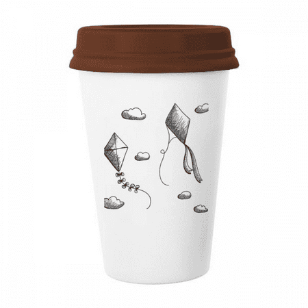 

Simple Geometry Hand Painted Kite Pattern Mug Coffee Drinking Glass Pottery Cerac Cup Lid