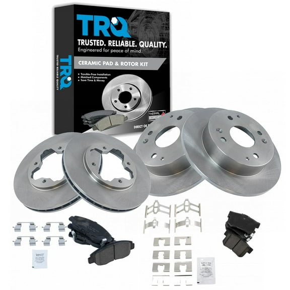 TRQ Front and Rear Brake Pad & Rotor Kit Brake Pads Brake Rotor Ceramic Fits Select 1997 Acura CL 1993-1997 Honda Accord