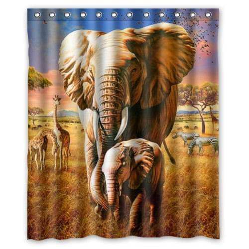 XDDJA Elephant Elephant Shower Curtain Waterproof Polyester Fabric