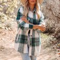 thumbnail image 2 of Abrigo de mujer solapa a cuadros manga larga camisa con botones y bolsillos para primavera Otoño Invierno traje verde XL, 2 of 6