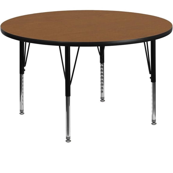 Pemberly Row 26" x 48" Round Thermal Fused Laminate Top Activity Table in Oak