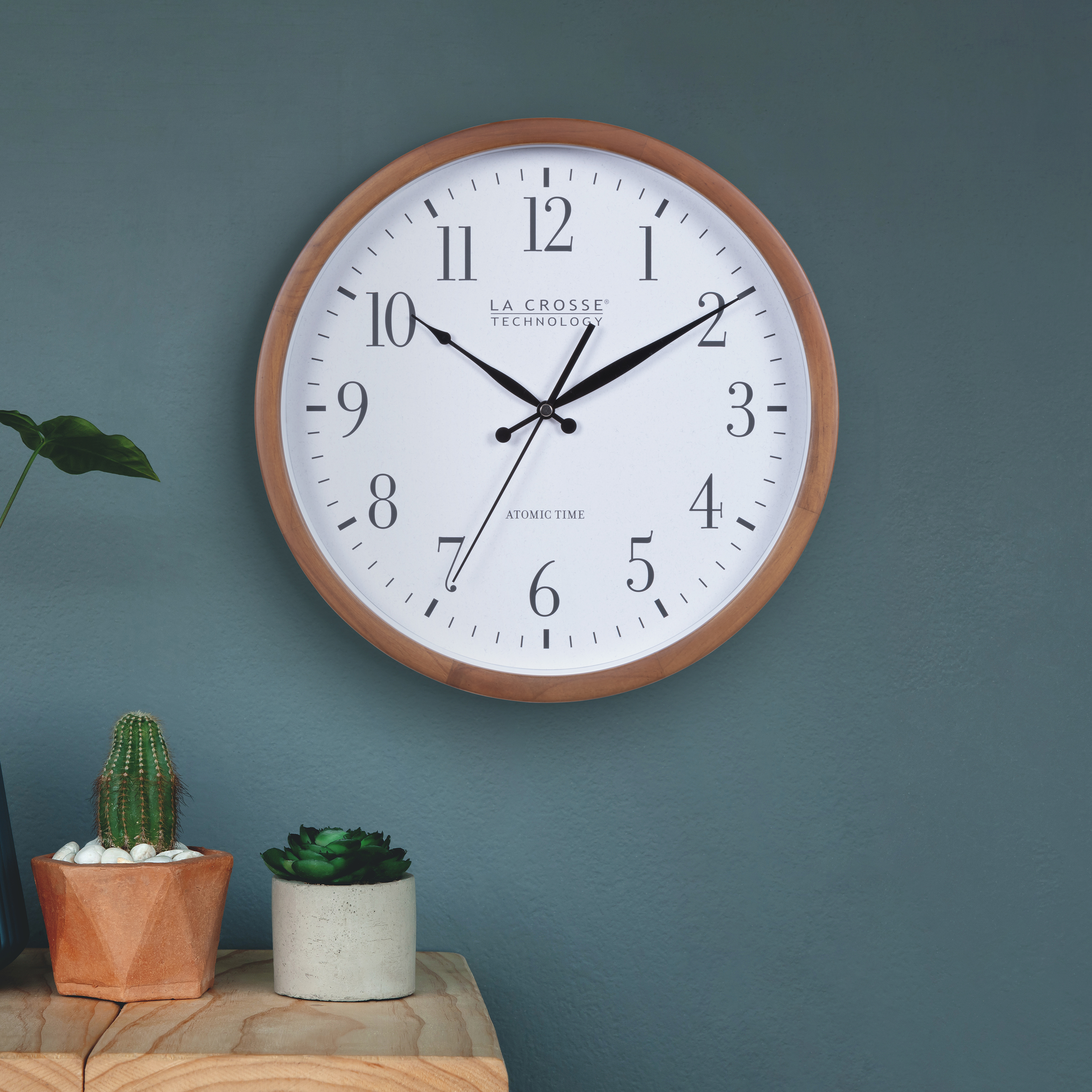 La Crosse Technology 12.8-Inch Walnut Atomic Analog Wall Clock, 404-50447-INT